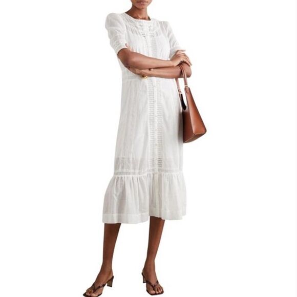 NEW Reformation Oxford Dress 100% Cotton White Prairie  Button Front White Sz10 - Picture 1 of 8